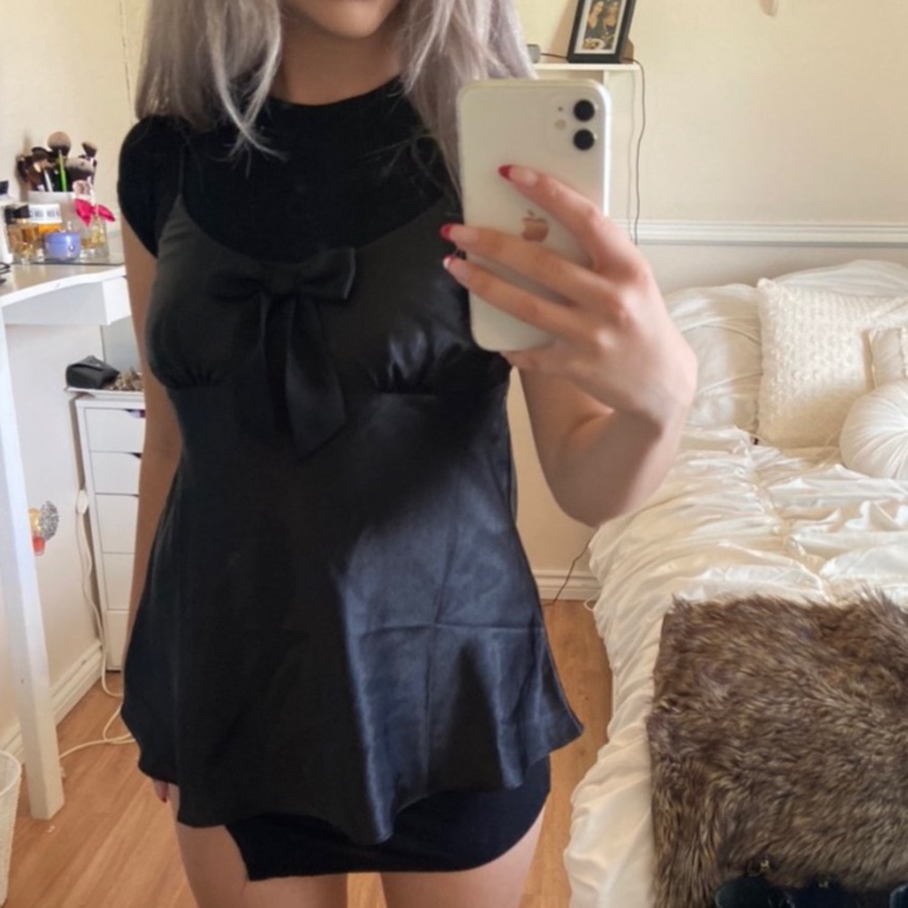 Bow Satin Lingerie Top